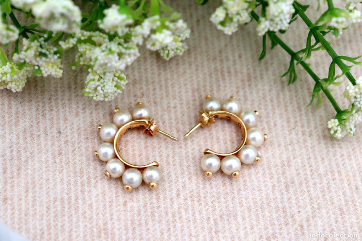 Joyeria: Pendientes en oro de 19,2K con diamantes y perlas. - Foto 6
