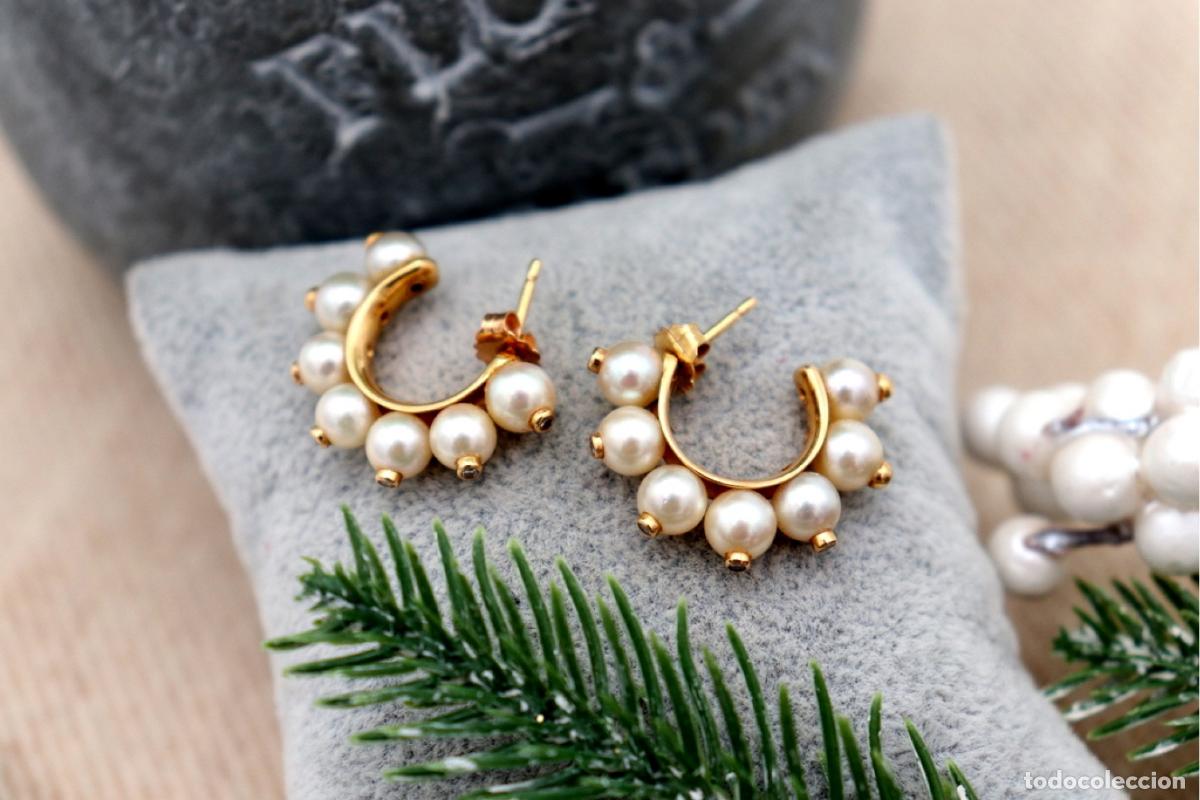 Joyeria: Pendientes en oro de 19,2K con diamantes y perlas. - Foto 1