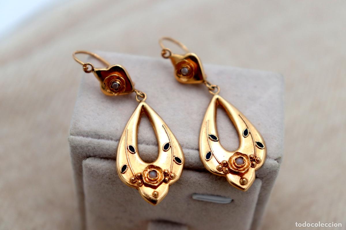 Joyeria: Pendientes de oro de 19,2 quilates con perlas - Foto 3