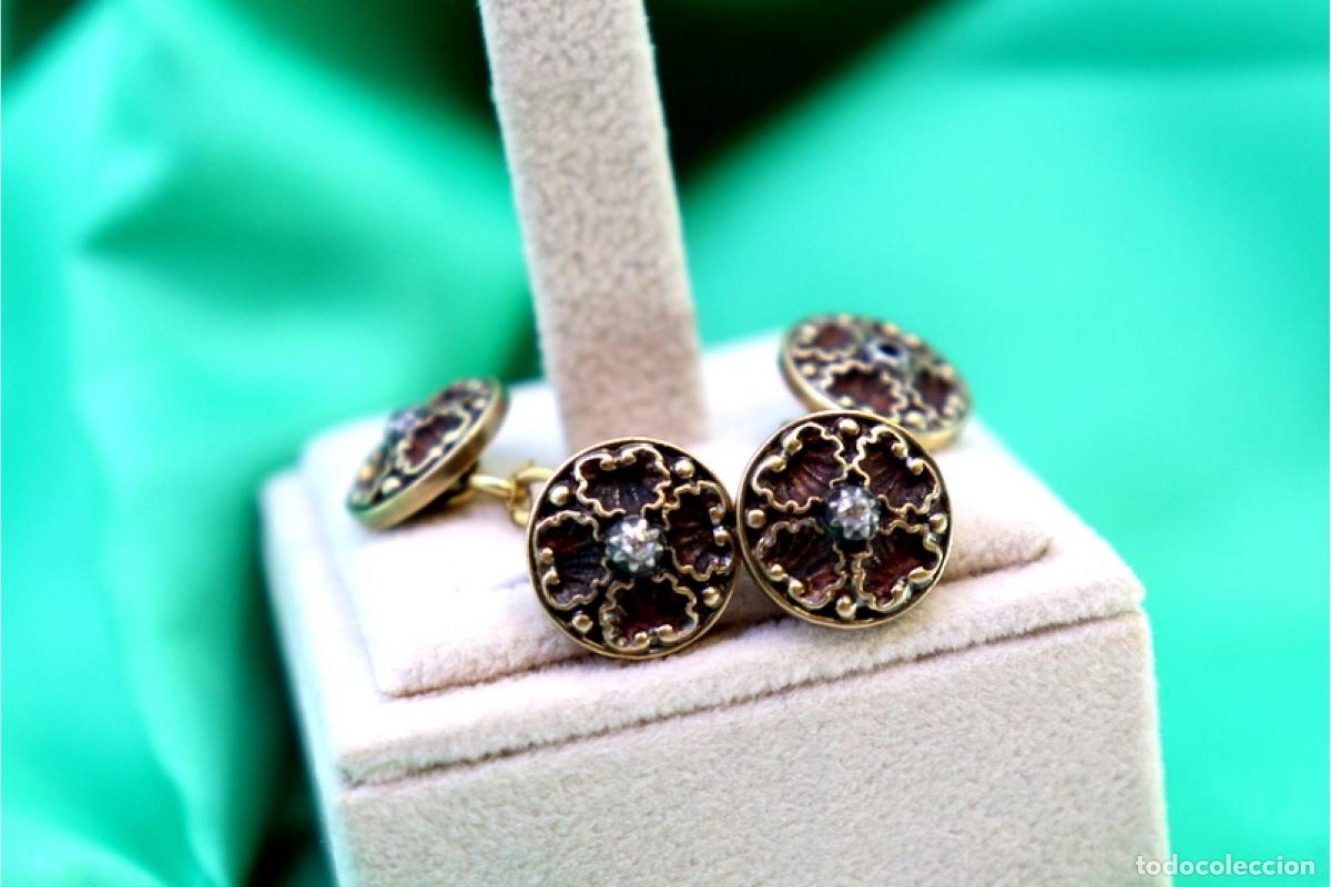 Joyeria: Gemelos de oro de 19,2 quilates con diamantes - Foto 2