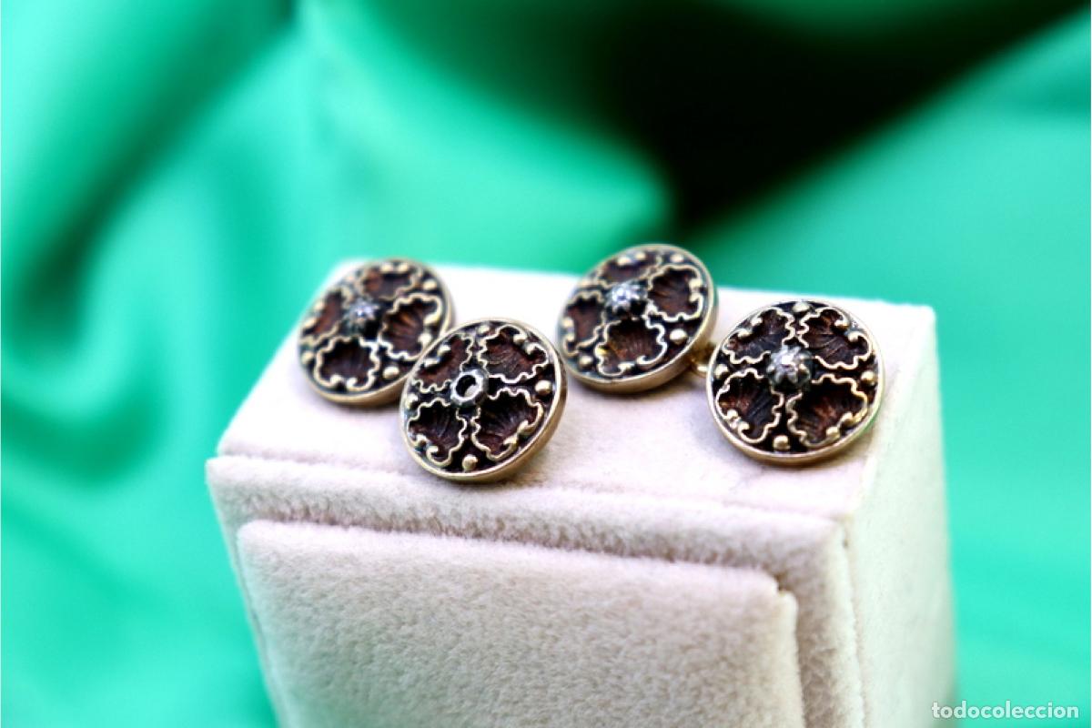 Joyeria: Gemelos de oro de 19,2 quilates con diamantes - Foto 3