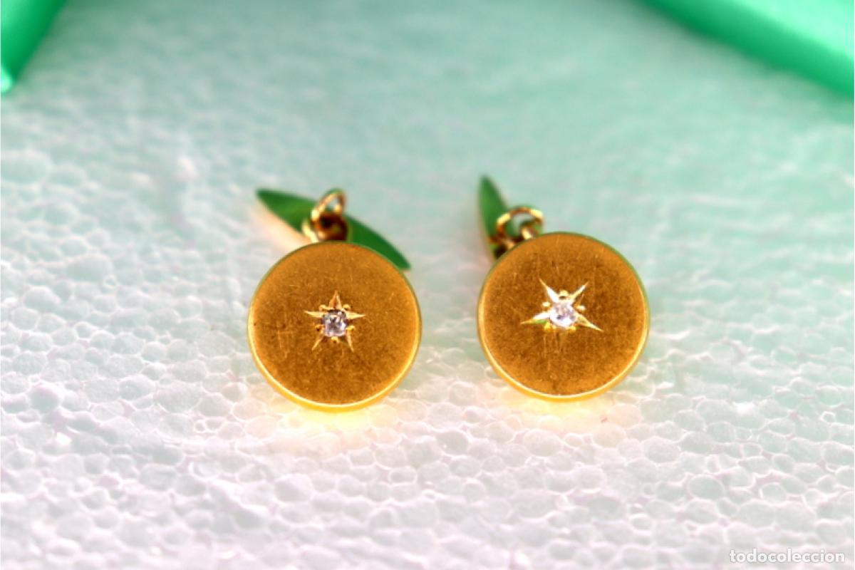Joyeria: Gemelos de oro de 19,2 quilates con diamantes - Foto 3