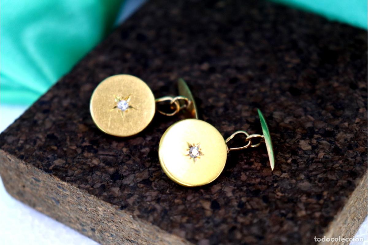 Joyeria: Gemelos de oro de 19,2 quilates con diamantes - Foto 4