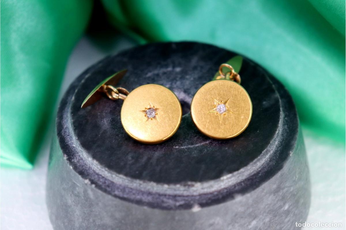 Joalheria: Gemelos de oro de 19,2 quilates con diamantes
