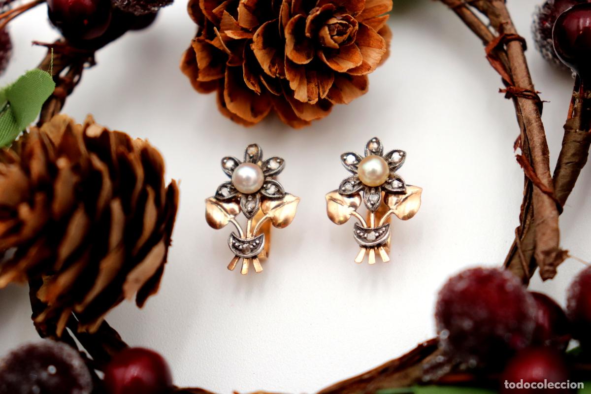 Joalharia: Pendientes en oro de 19,2K y plata con diamantes.