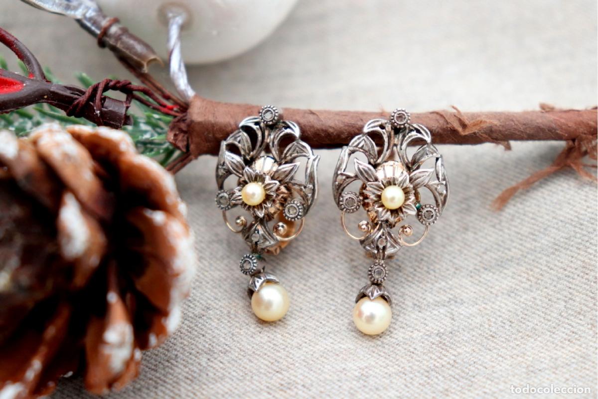 Joalharia: Pendientes en oro de 19,2K y plata con diamantes.