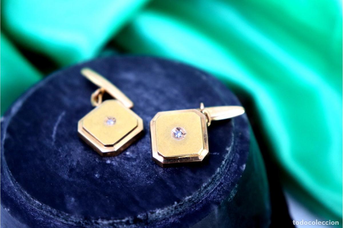 Joyeria: Gemelos de oro de 19,2 quilates con diamantes - Foto 5
