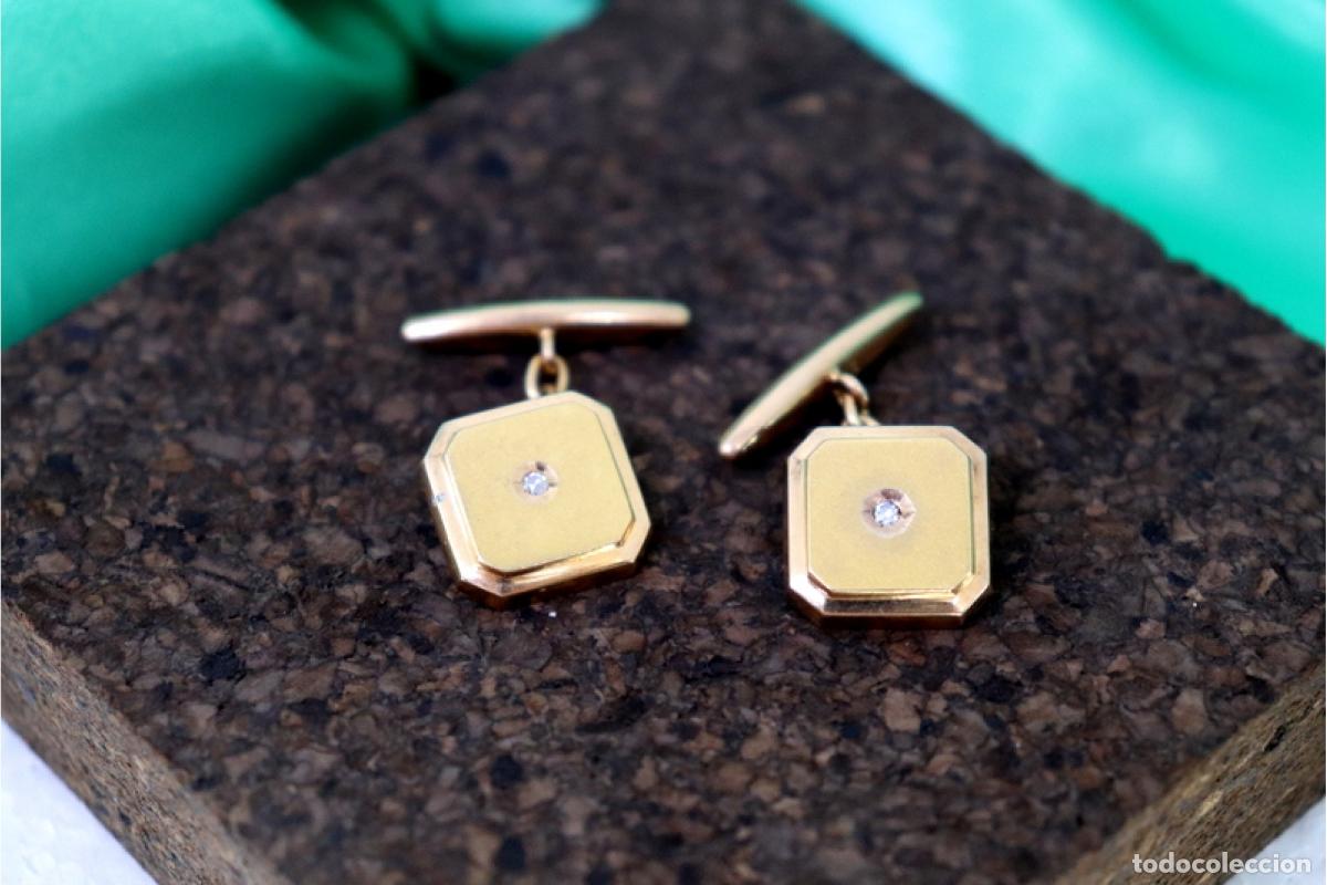 Joalheria: Gemelos de oro de 19,2 quilates con diamantes