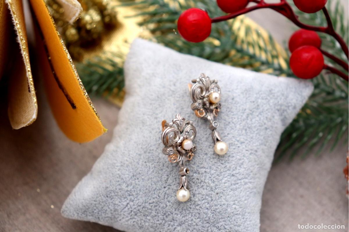 Joyeria: Pendientes en oro de 19,2K y plata con diamantes. - Foto 5