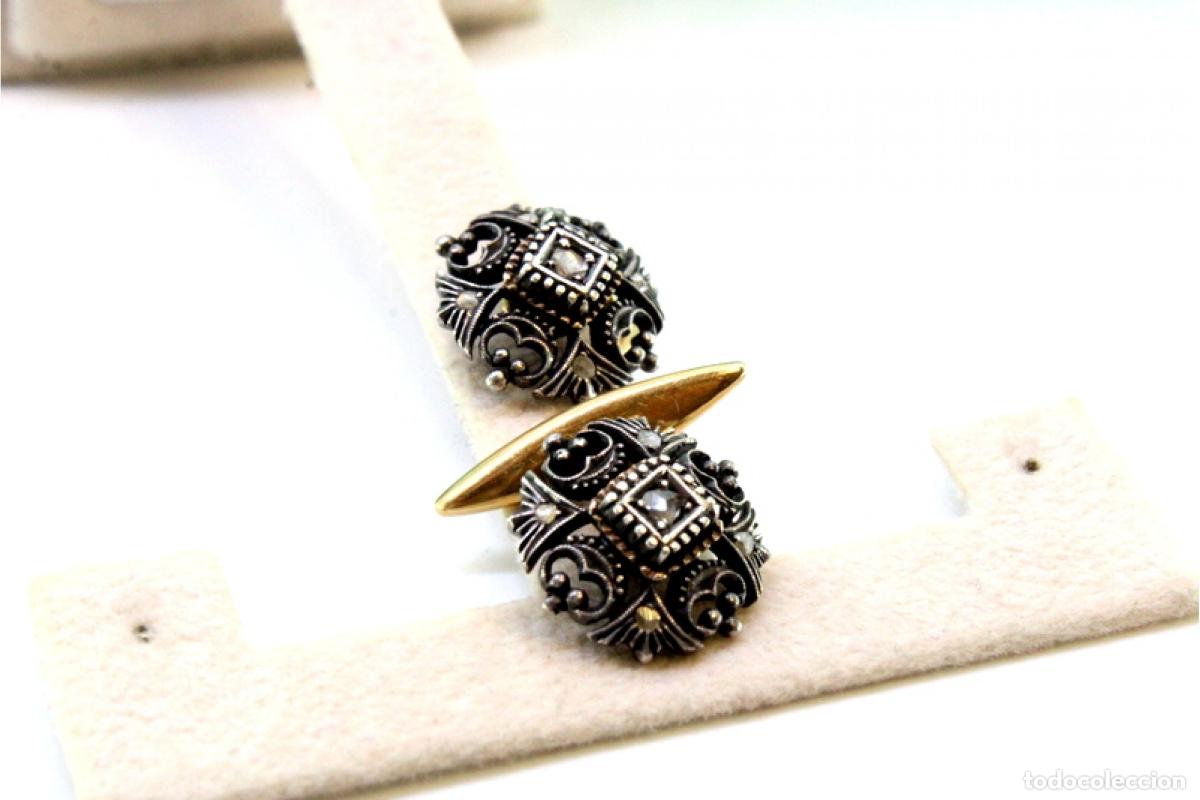 Joyeria: Gemelos de oro de 19,2 quilates con diamantes - Foto 3