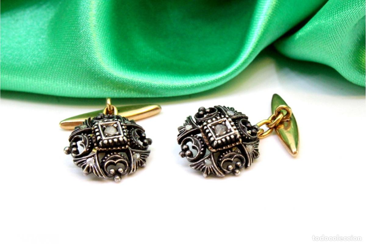 Joalheria: Gemelos de oro de 19,2 quilates con diamantes