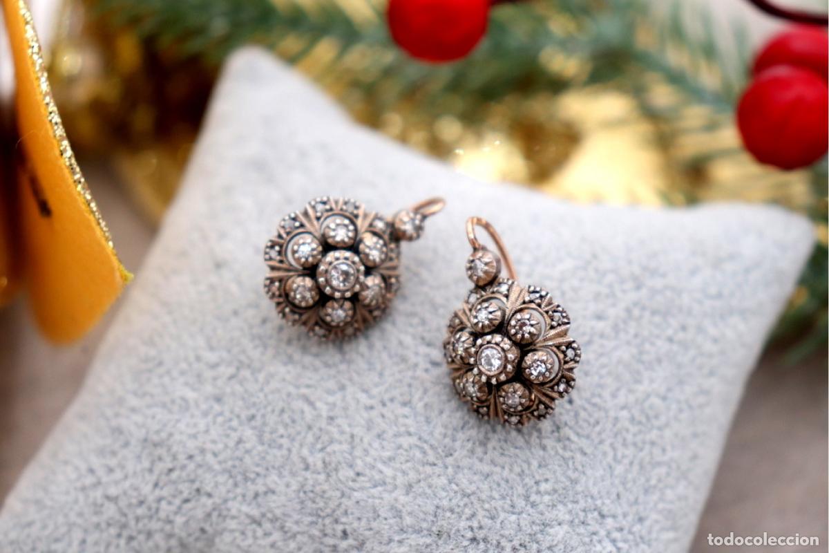 Joyeria: Pendientes en oro de 19,2K y plata con diamantes. - Foto 5