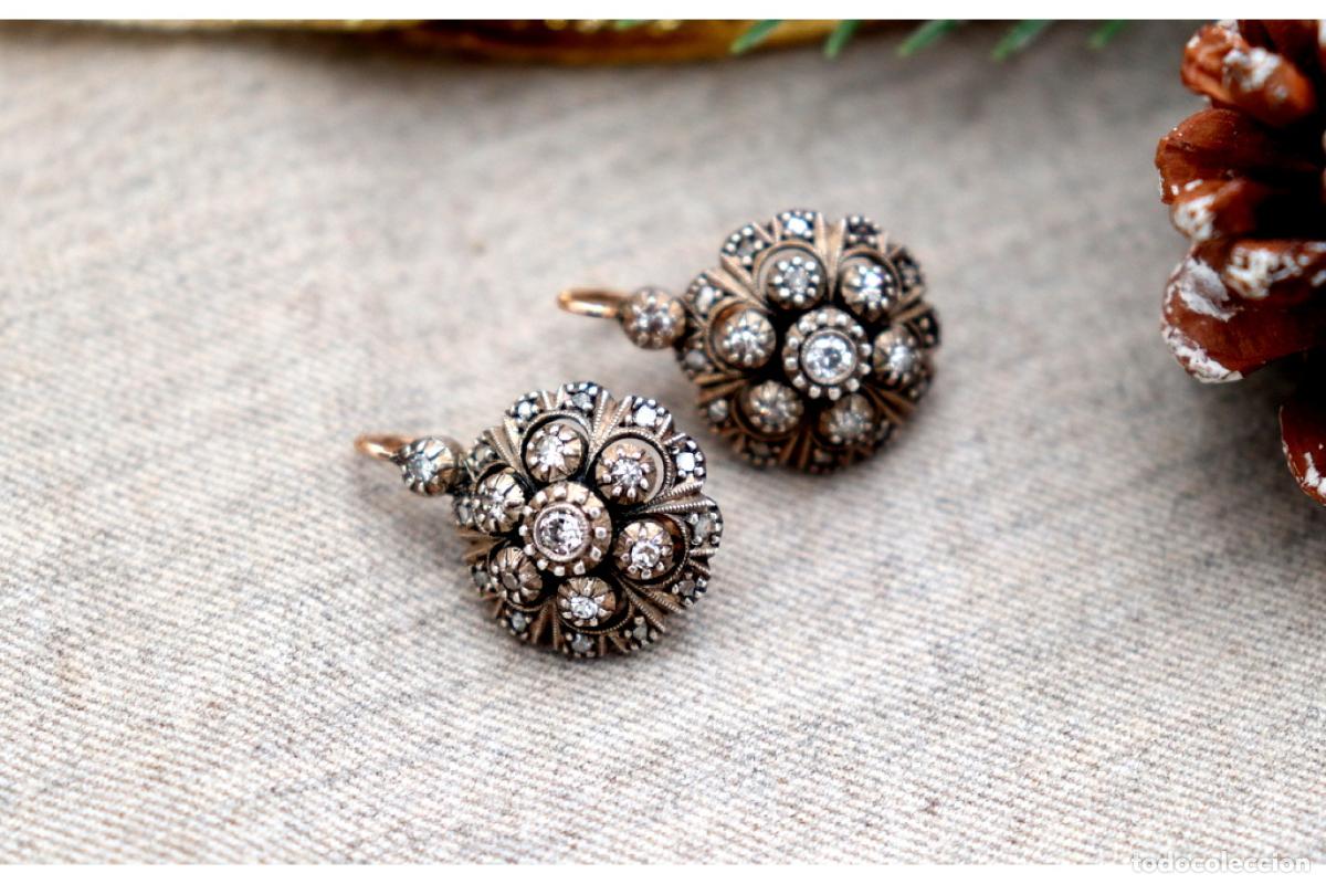 Joyeria: Pendientes en oro de 19,2K y plata con diamantes. - Foto 7