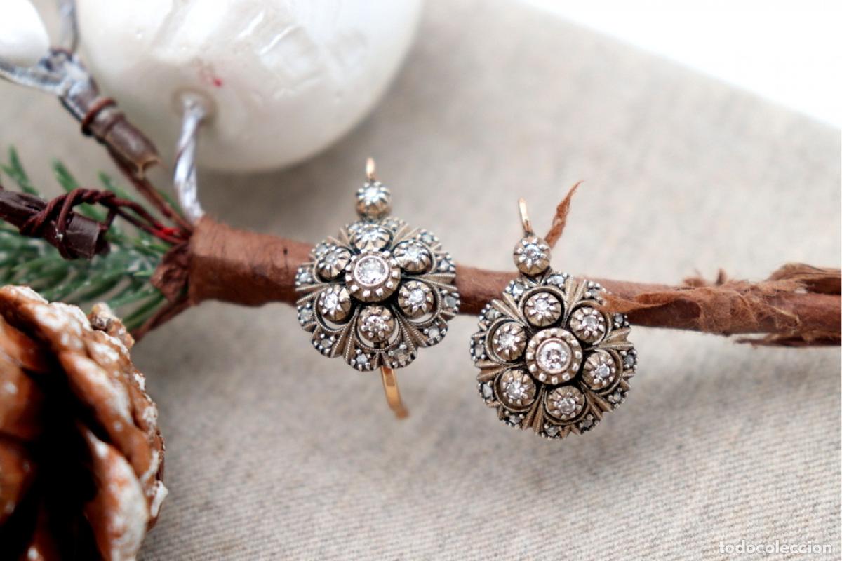 Joyeria: Pendientes en oro de 19,2K y plata con diamantes. - Foto 8