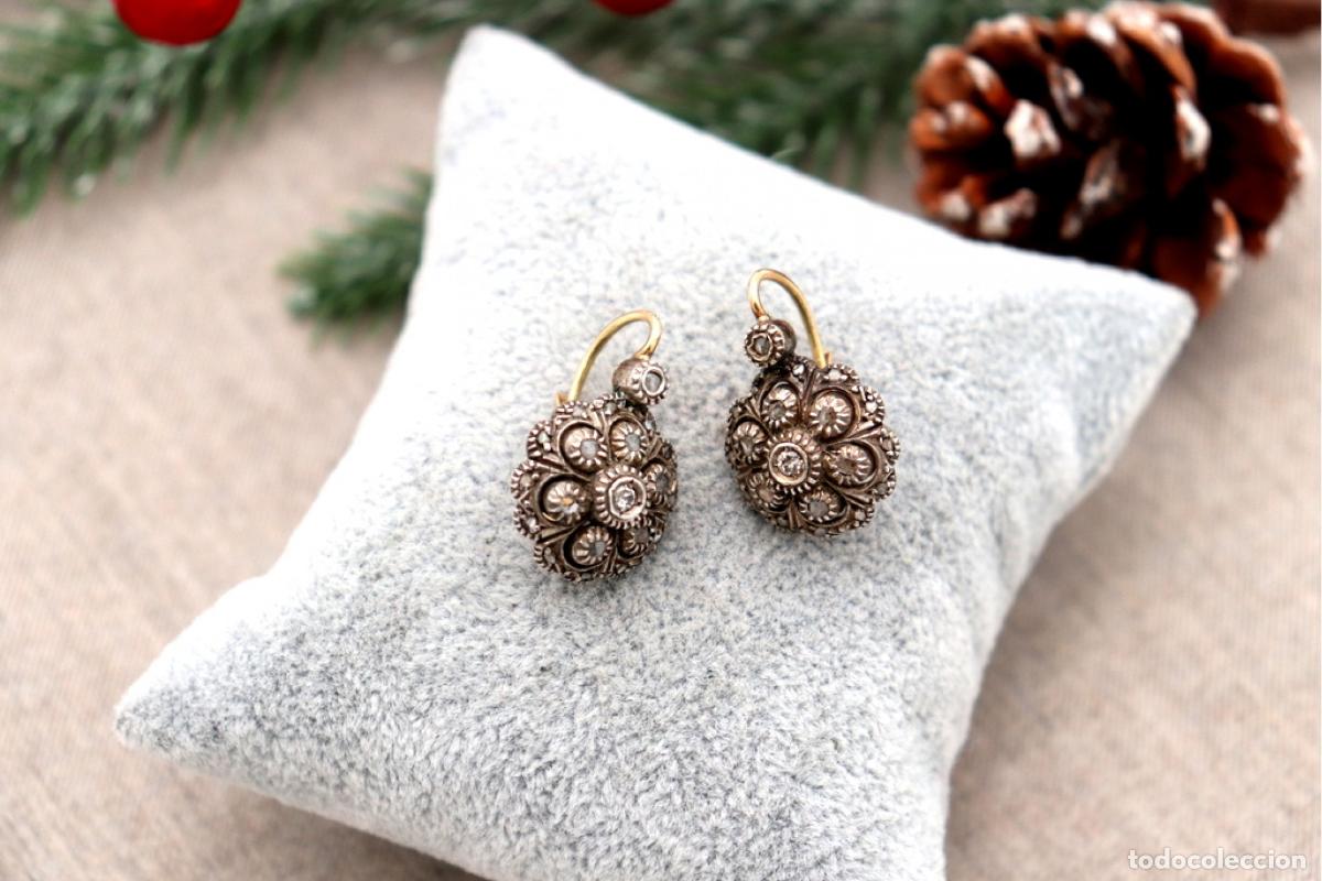 Joyeria: Pendientes en oro de 19,2K y plata con diamantes. - Foto 3