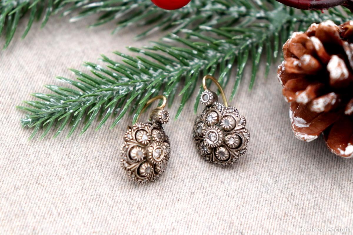 Joyeria: Pendientes en oro de 19,2K y plata con diamantes. - Foto 5