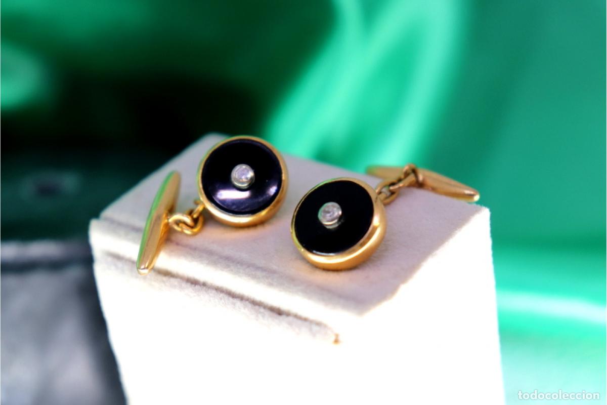 Joyeria: Gemelos de oro de 19,2 quilates con &oacute;nix - Foto 2