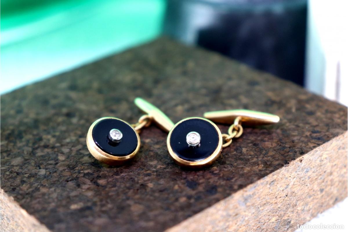 Joyeria: Gemelos de oro de 19,2 quilates con &oacute;nix
