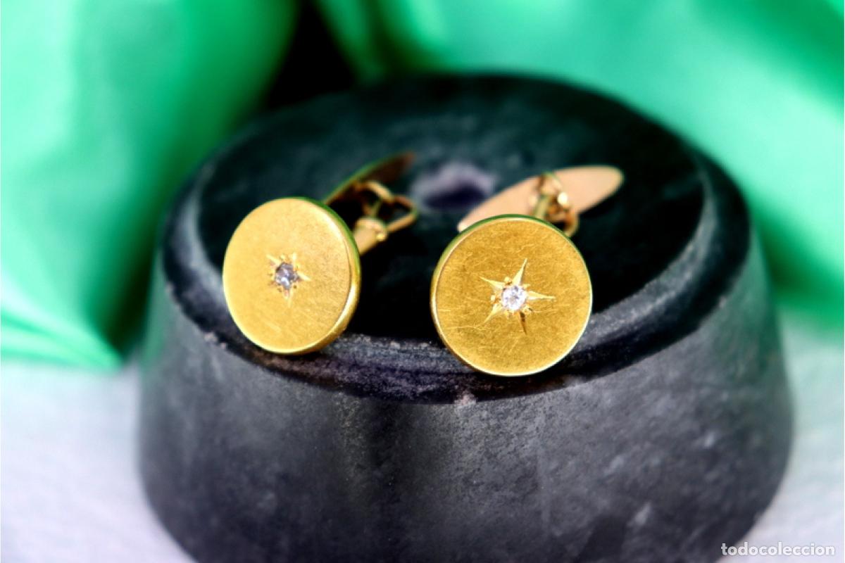 Joalheria: Gemelos de oro de 19,2 quilates con diamantes