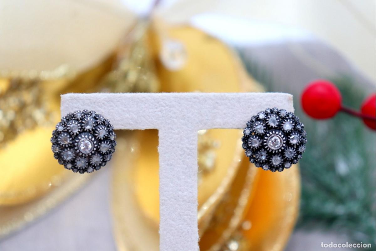 Joyeria: Pendientes en oro de 19,2K y plata con diamantes. - Foto 2