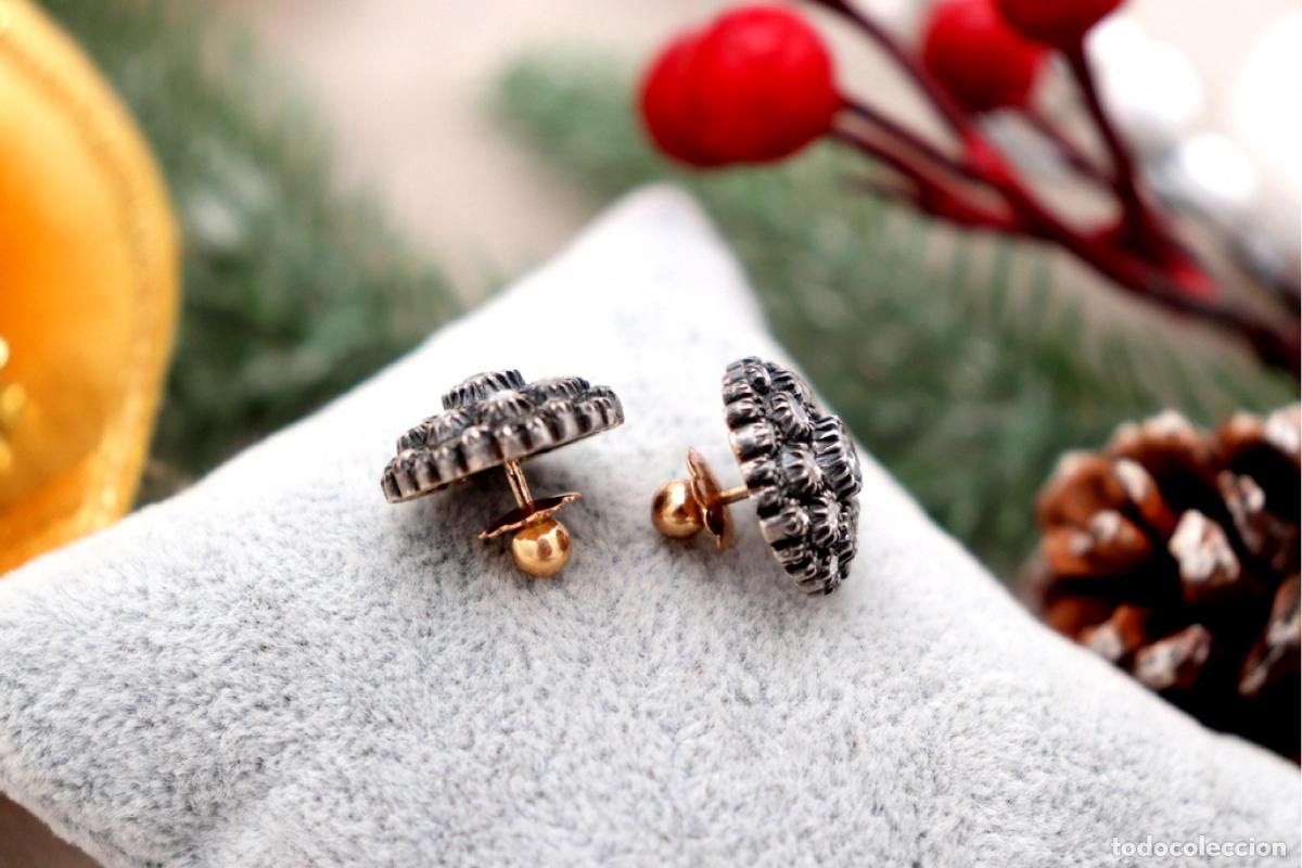 Joyeria: Pendientes en oro de 19,2K y plata con diamantes. - Foto 3