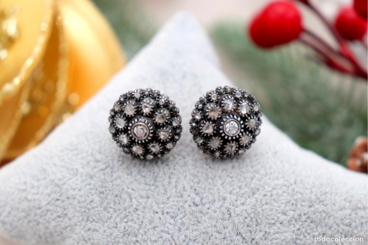 Joyeria: Pendientes en oro de 19,2K y plata con diamantes. - Foto 4