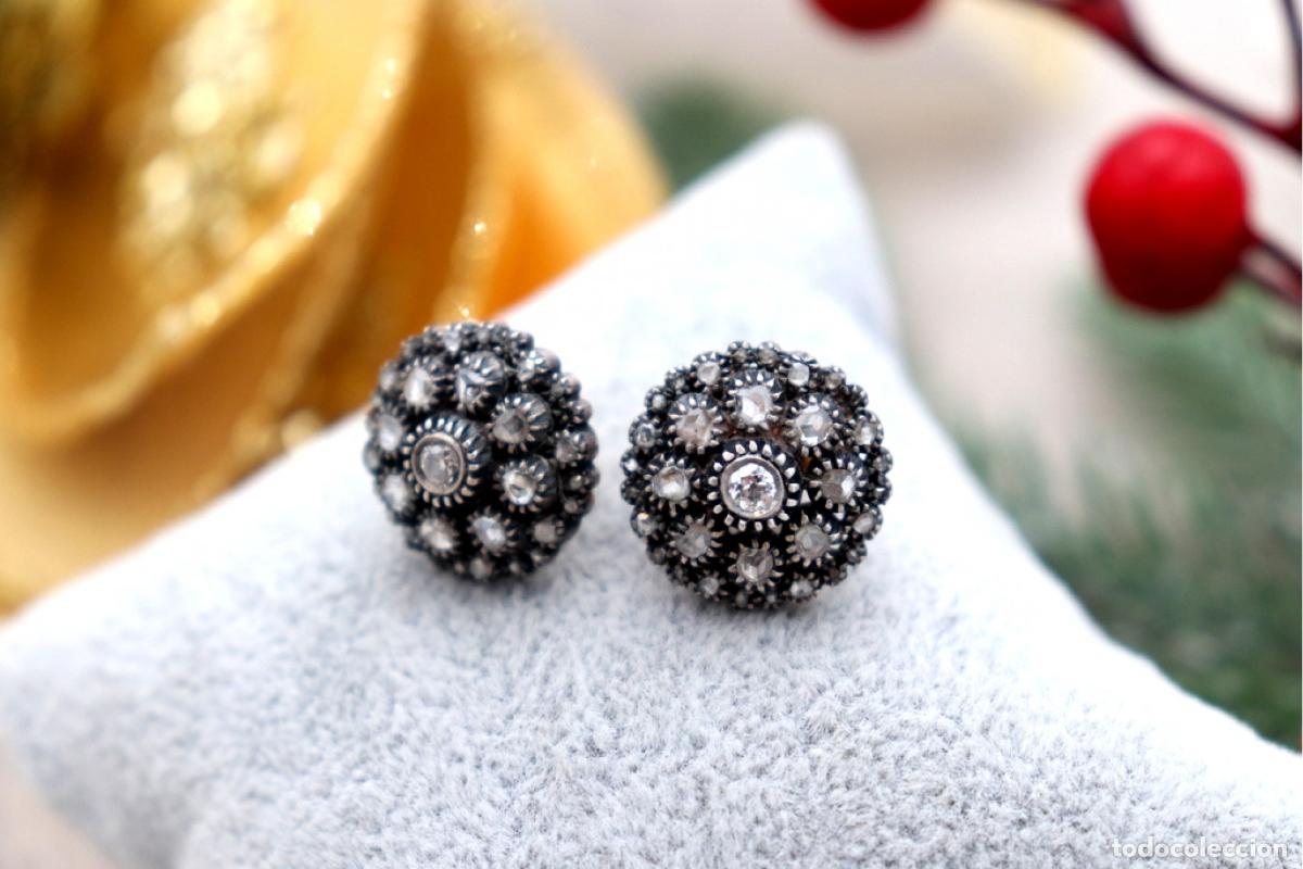 Joyeria: Pendientes en oro de 19,2K y plata con diamantes. - Foto 6