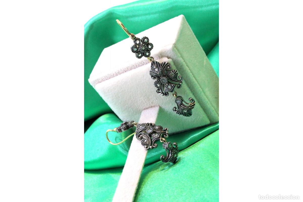 Joyeria: Pendientes en oro de 19,2K y plata con diamantes. - Foto 7