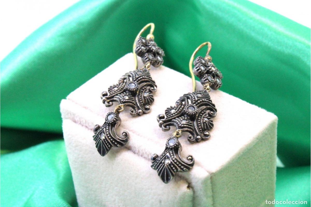 Joyeria: Pendientes en oro de 19,2K y plata con diamantes. - Foto 8