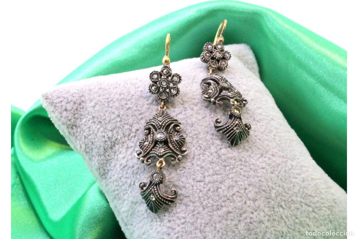 Joyeria: Pendientes en oro de 19,2K y plata con diamantes. - Foto 9