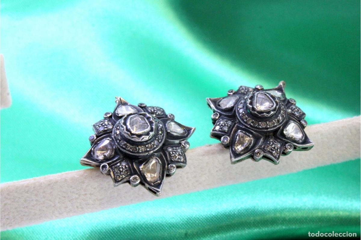 Joyeria: Pendientes en oro de 19,2K y plata con diamantes. - Foto 5