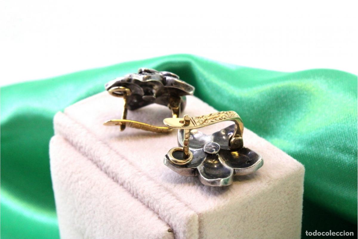 Joyeria: Pendientes en oro de 19,2K y plata con diamantes. - Foto 5
