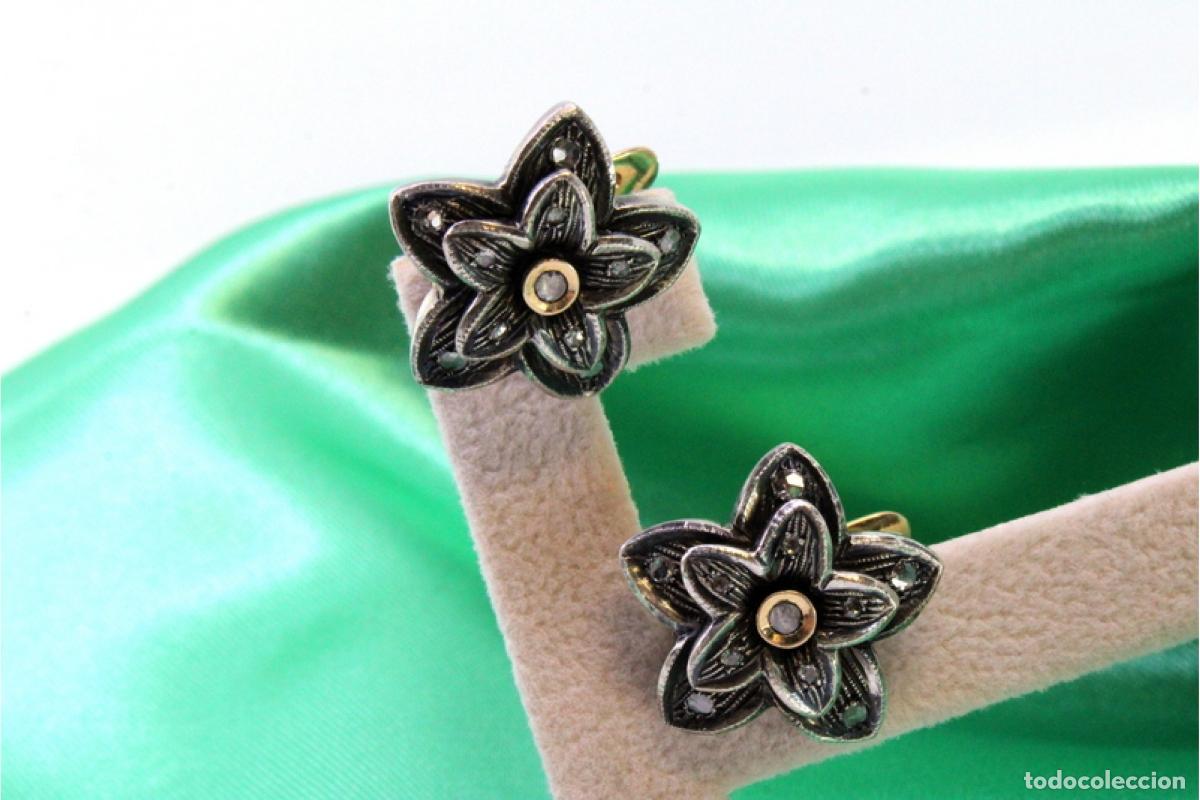 Joyeria: Pendientes en oro de 19,2K y plata con diamantes. - Foto 8