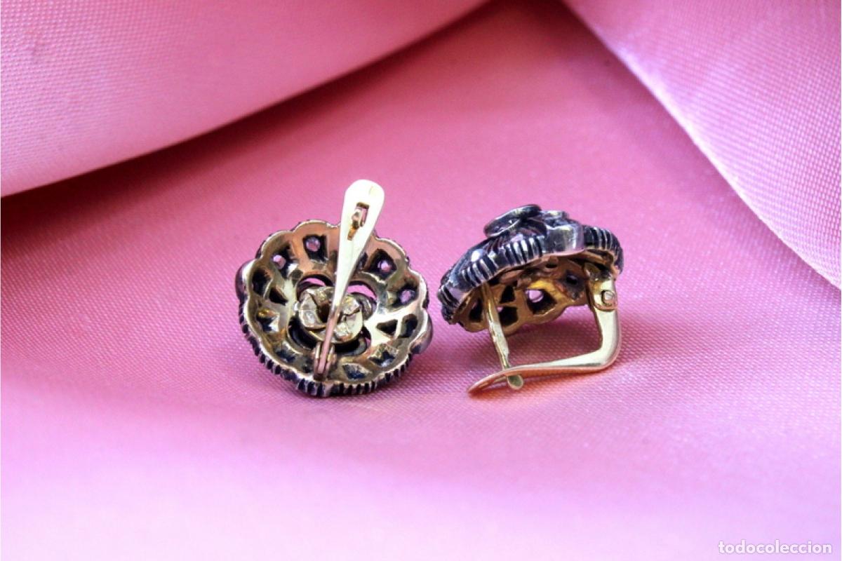 Joyeria: Pendientes en oro de 19,2K y plata con diamantes. - Foto 6