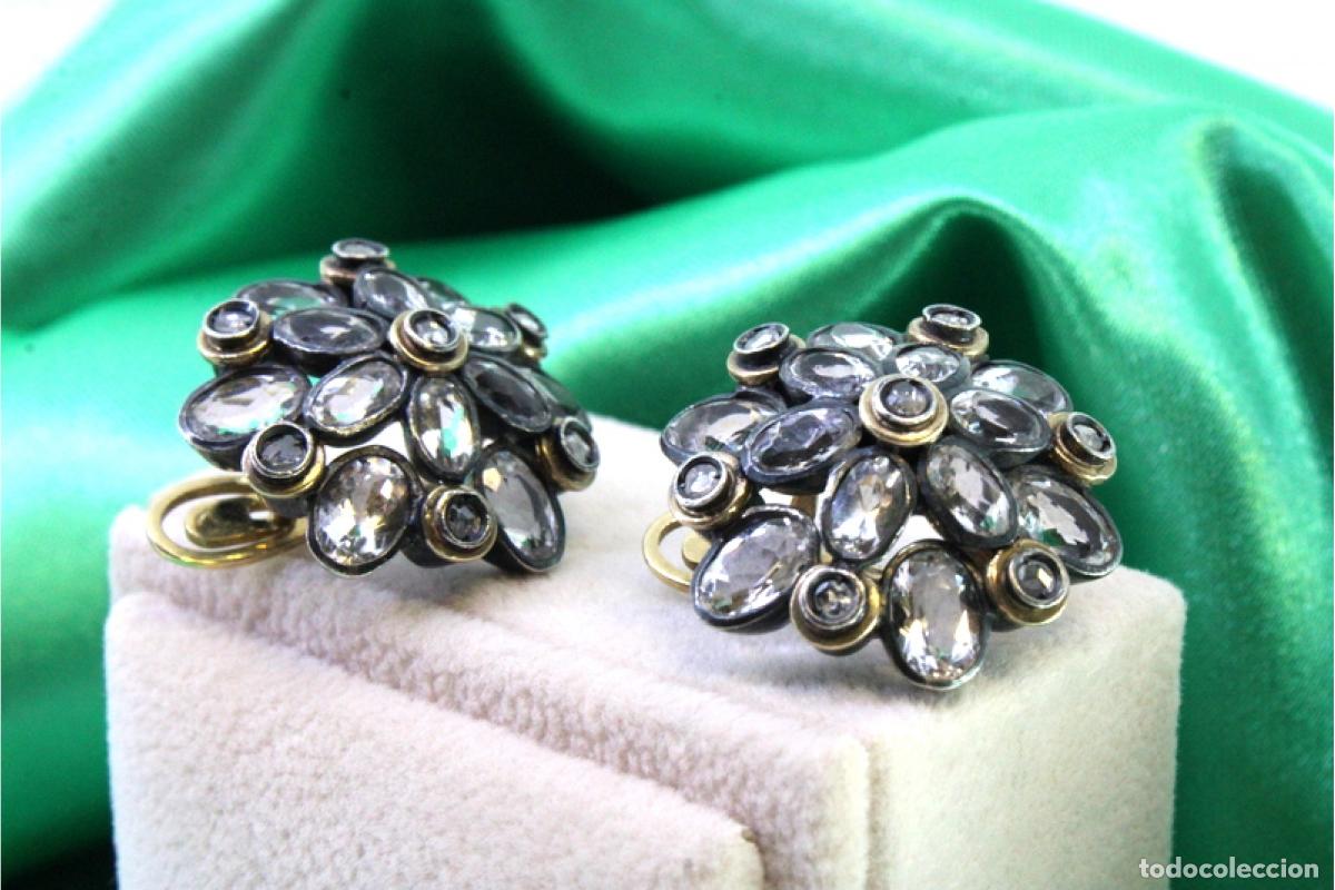 Joyeria: Pendientes en oro de 19,2K y plata con diamantes. - Foto 3