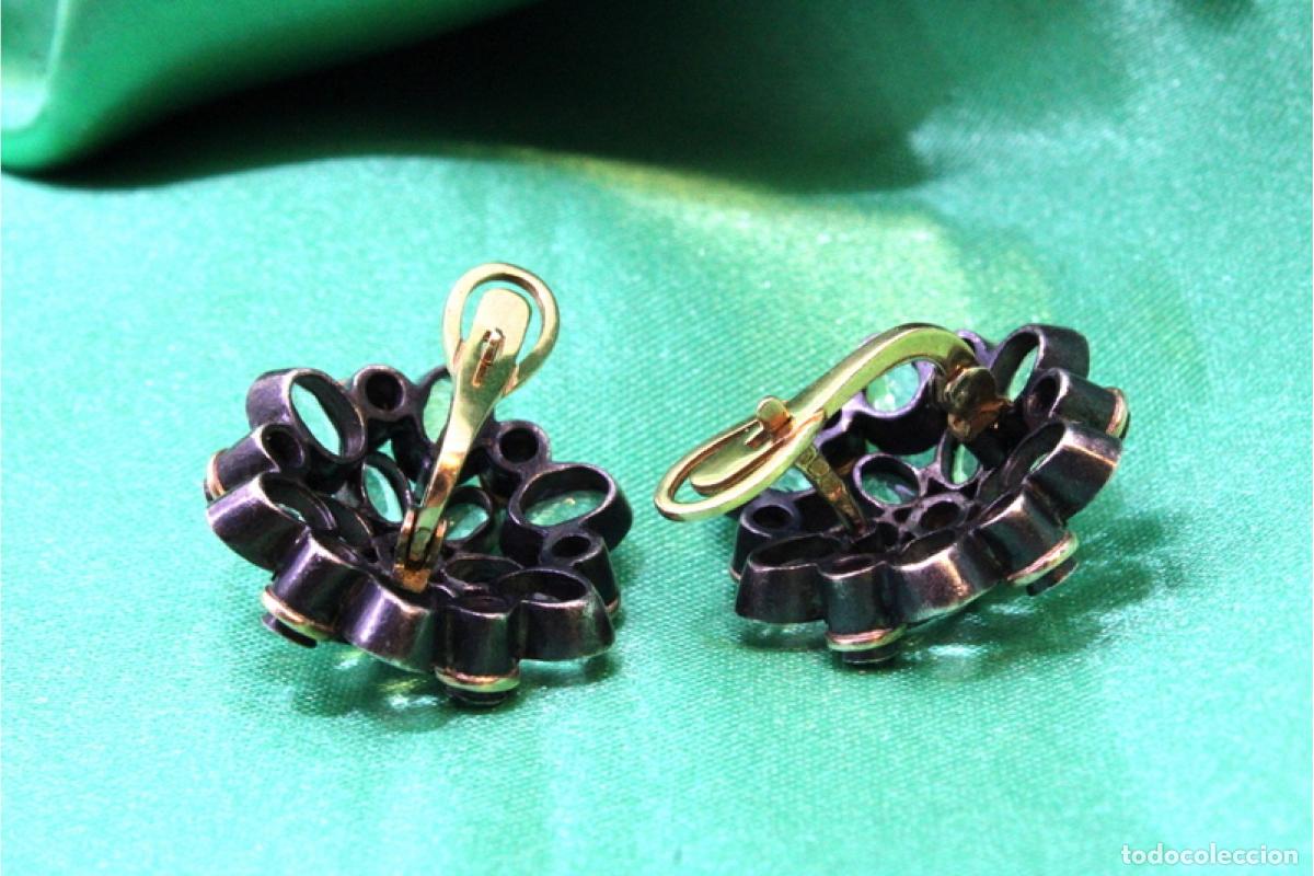Joyeria: Pendientes en oro de 19,2K y plata con diamantes. - Foto 4