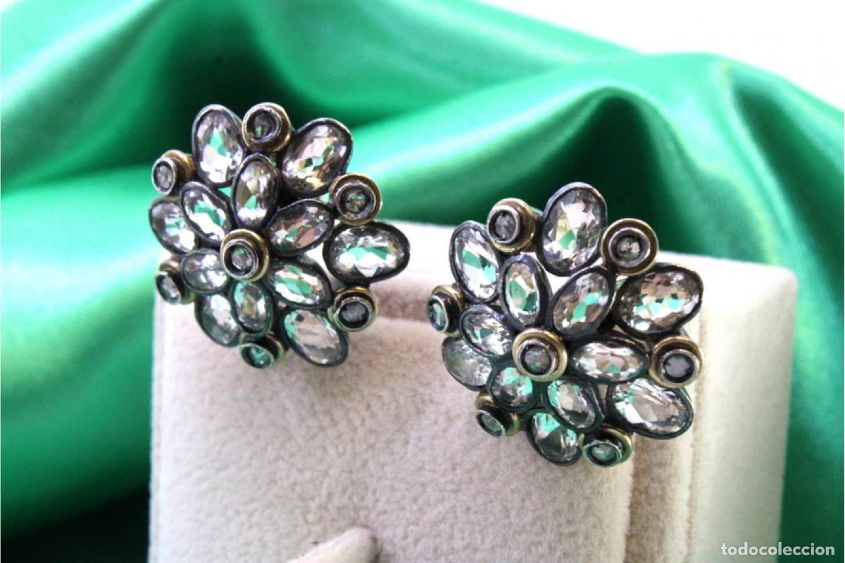 Joyeria: Pendientes en oro de 19,2K y plata con diamantes. - Foto 8