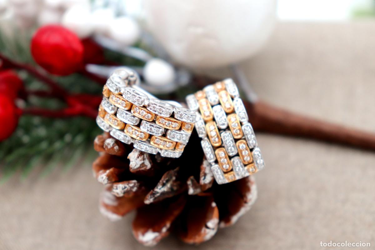 Joyeria: Pendientes en oro bicolor de 18 quilates con diamantes. - Foto 2