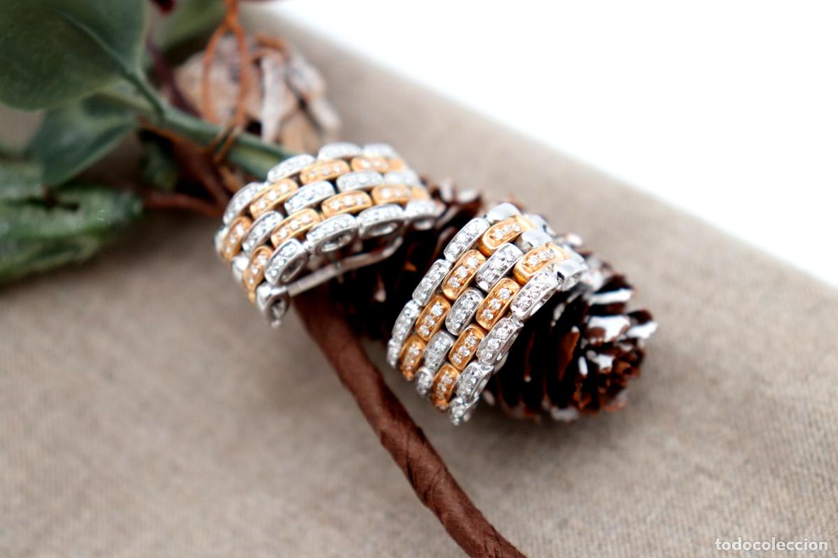 Joyeria: Pendientes en oro bicolor de 18 quilates con diamantes. - Foto 6
