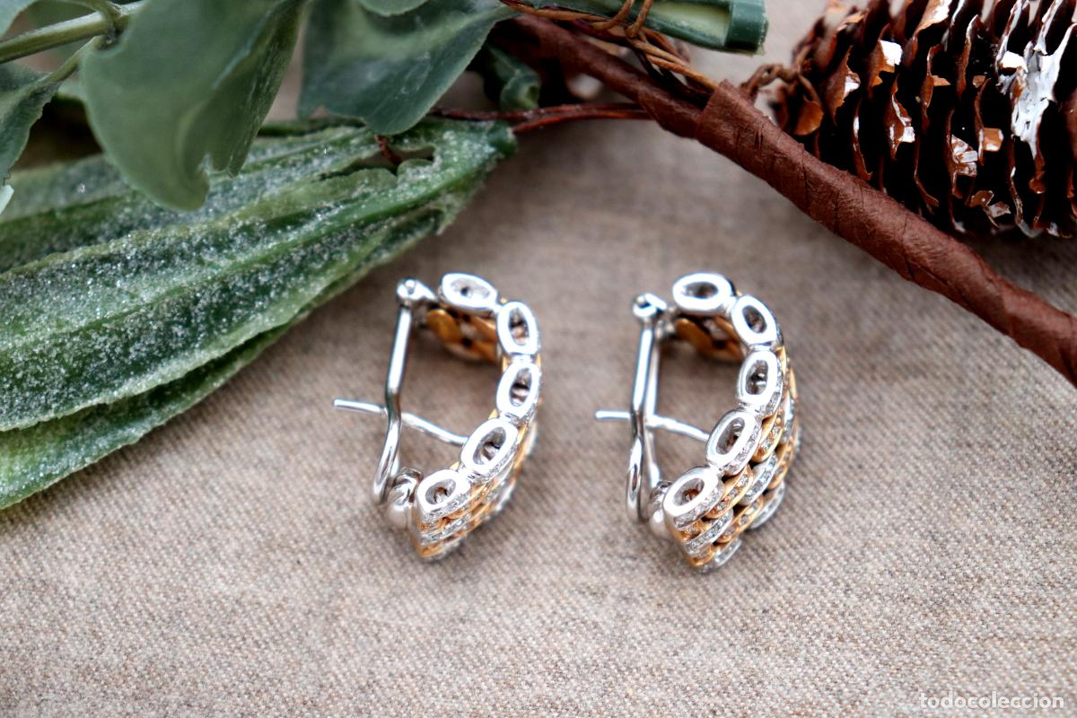 Joyeria: Pendientes en oro bicolor de 18 quilates con diamantes. - Foto 7