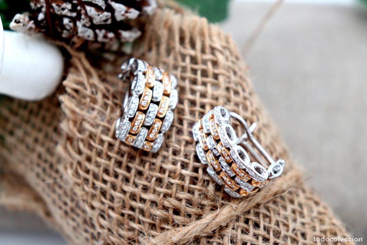 Jewelry: Pendientes en oro bicolor de 18 quilates con diamantes.