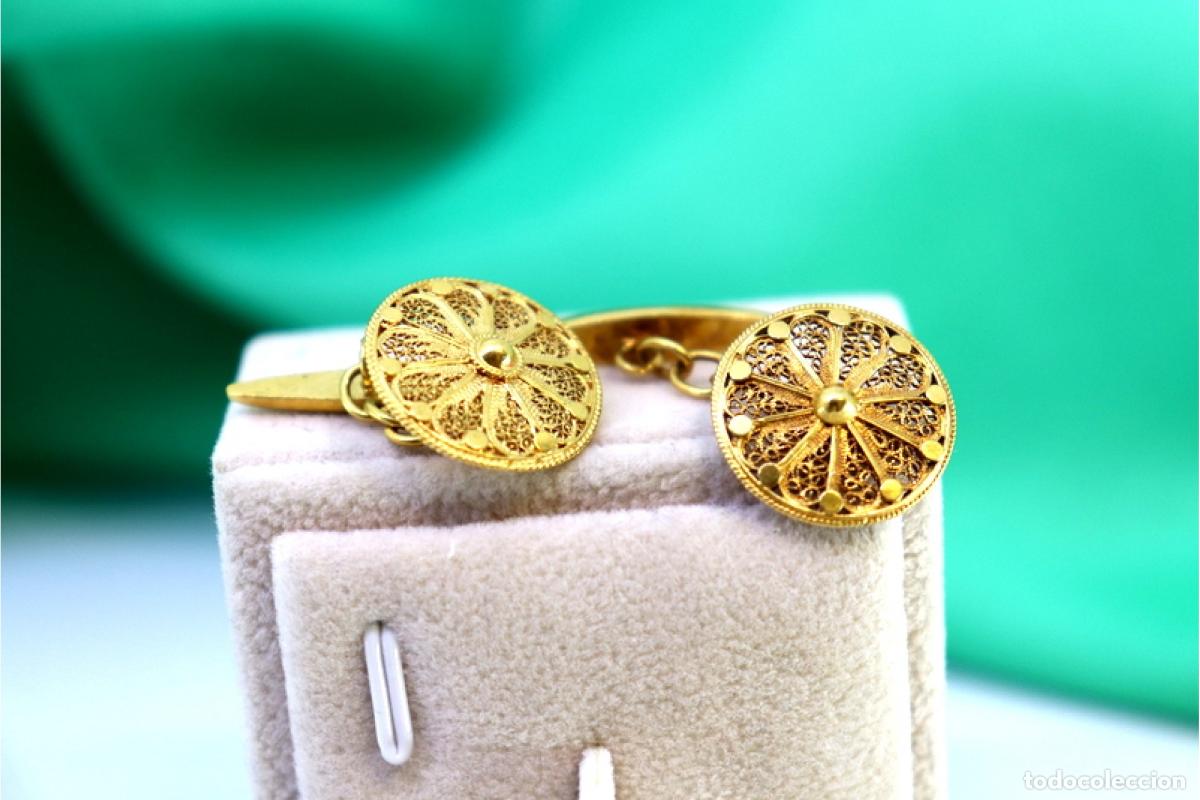 Joyeria: Gemelos de filigrana de oro de 19,2 quilates - Foto 2