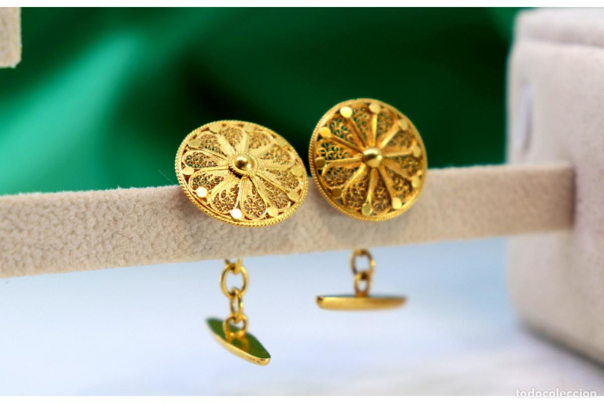 Joyeria: Gemelos de filigrana de oro de 19,2 quilates - Foto 4