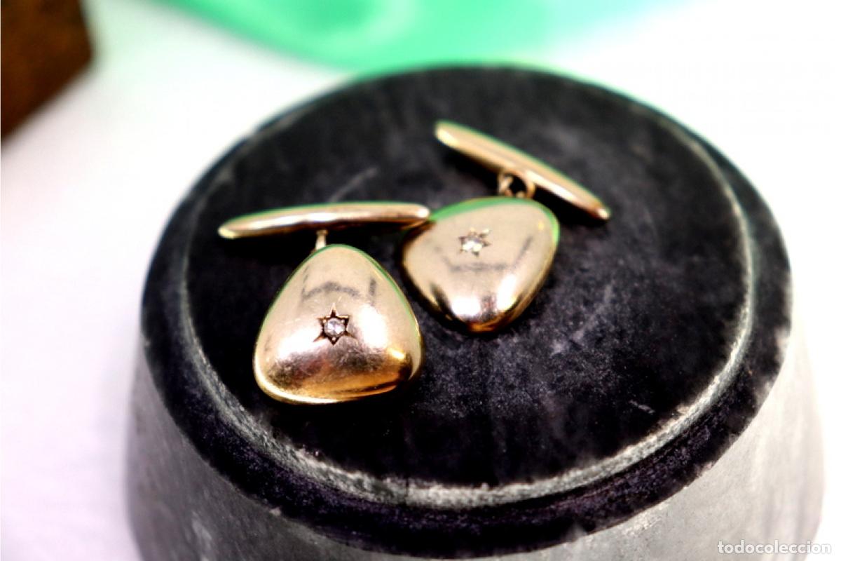 Joyeria: Gemelos en oro blanco de 19,2K con diamantes. - Foto 3