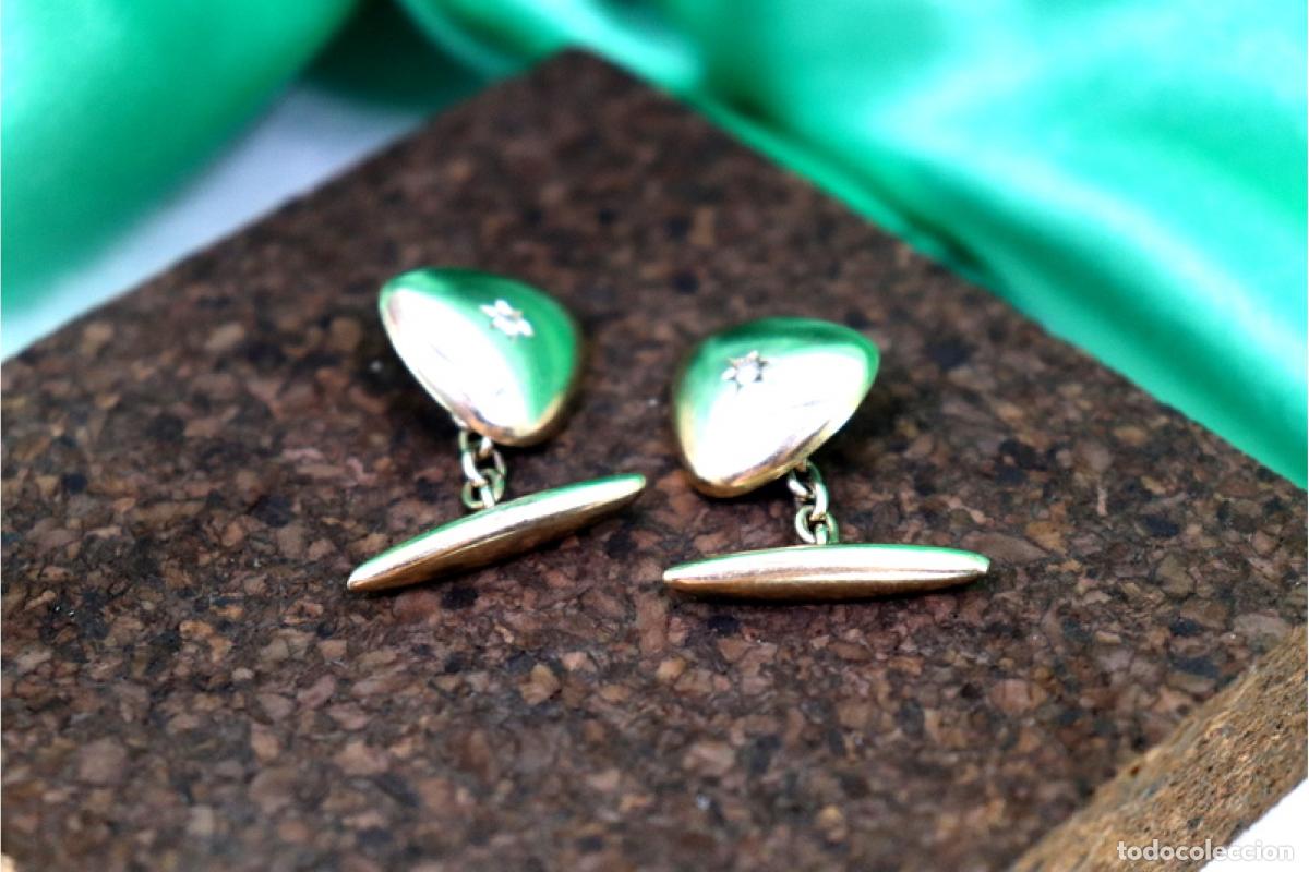 Joyeria: Gemelos en oro blanco de 19,2K con diamantes. - Foto 5
