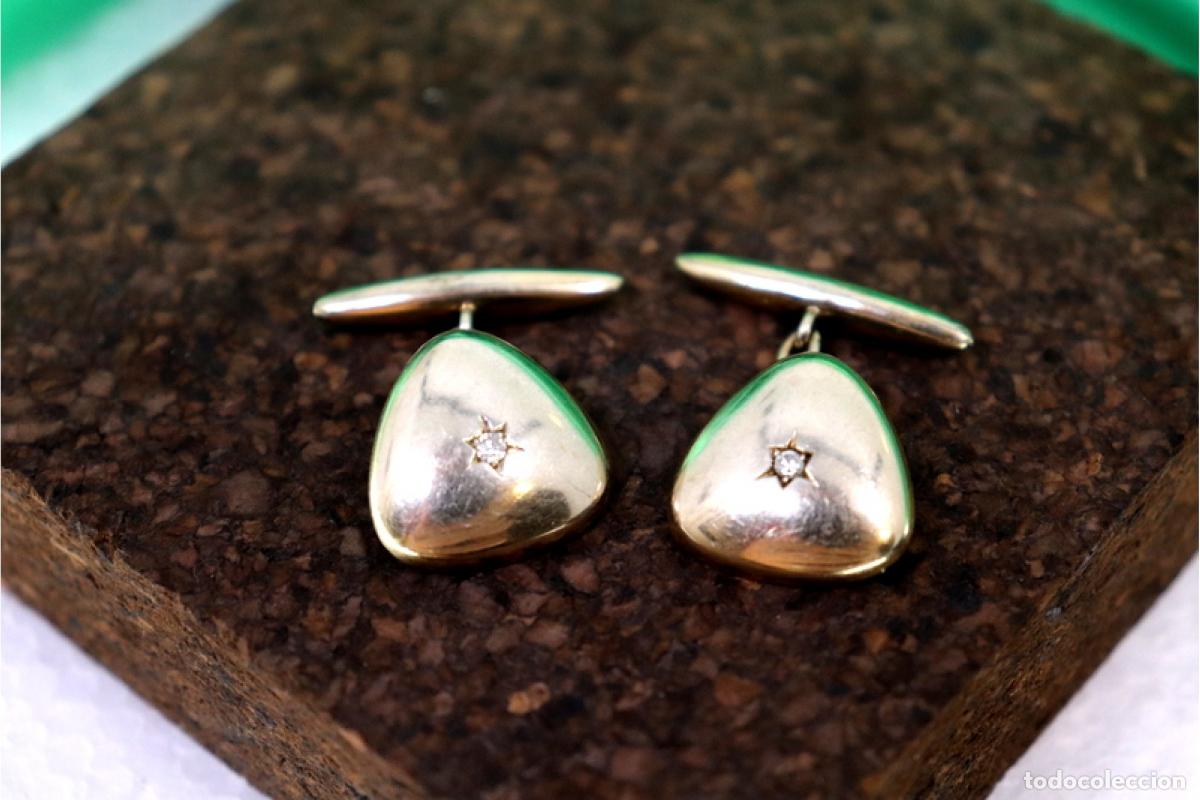 Joyeria: Gemelos en oro blanco de 19,2K con diamantes. - Foto 6