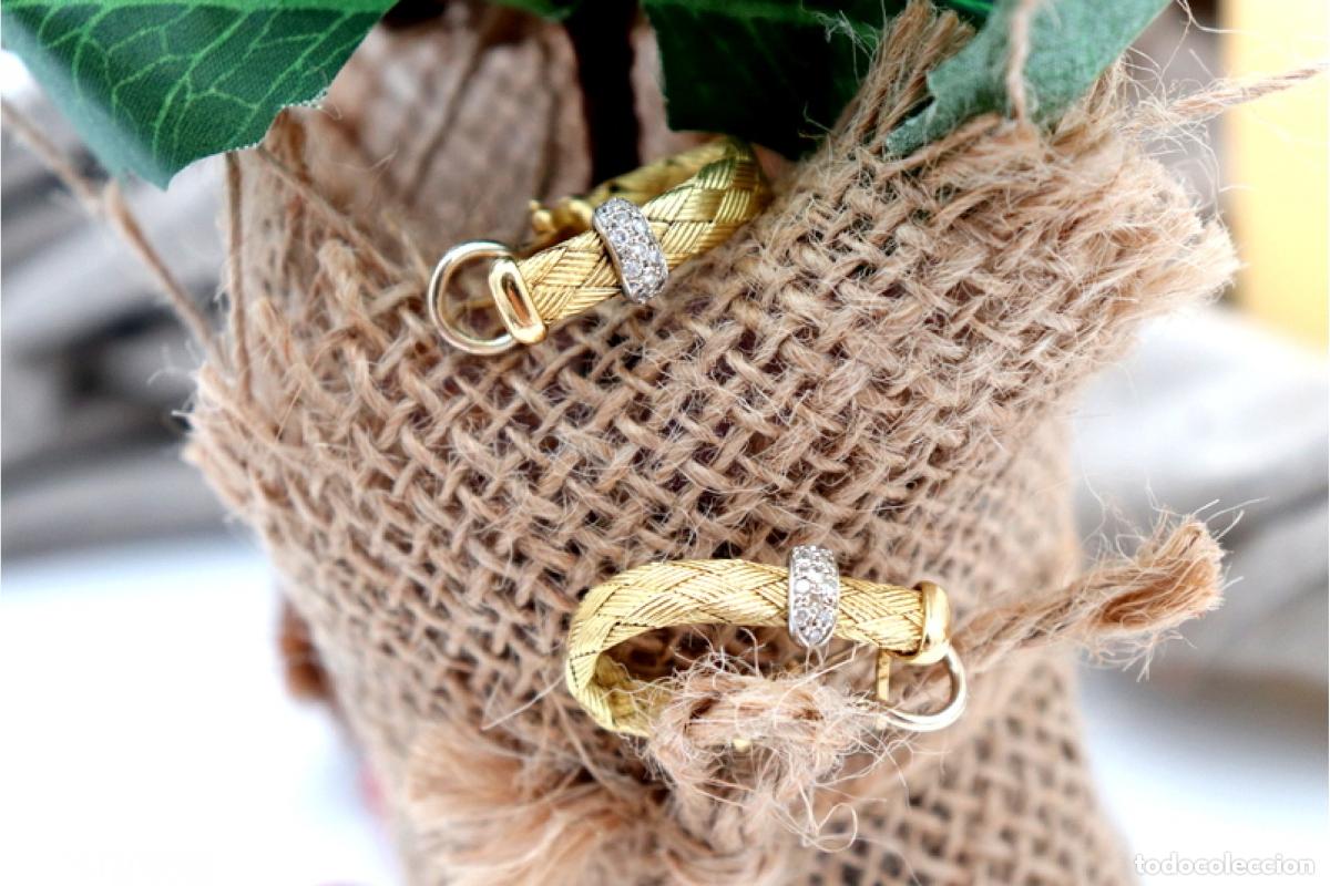 Joyeria: Pendientes en oro bicolor de 19,2K con diamantes. - Foto 2