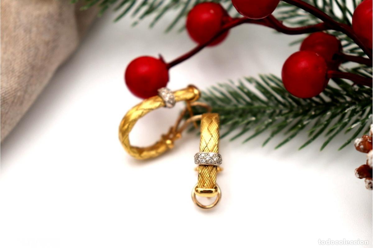 Joyeria: Pendientes en oro bicolor de 19,2K con diamantes. - Foto 3