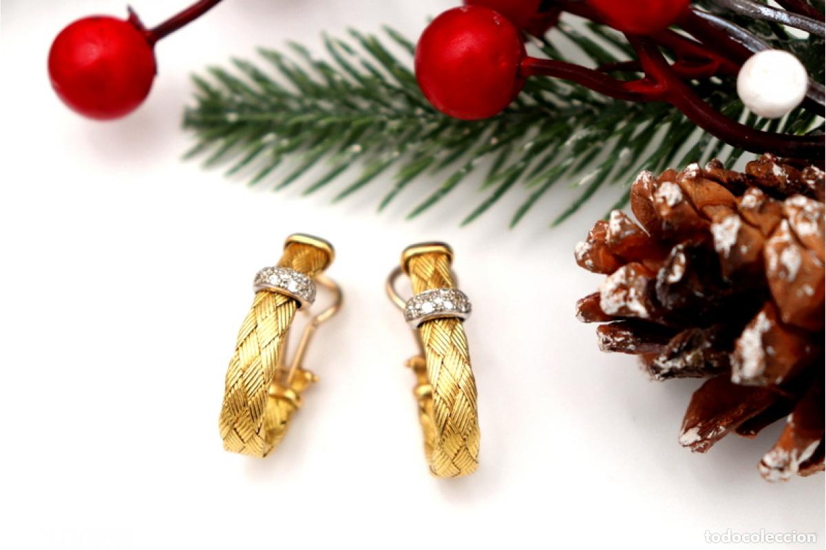 Joyeria: Pendientes en oro bicolor de 19,2K con diamantes. - Foto 5