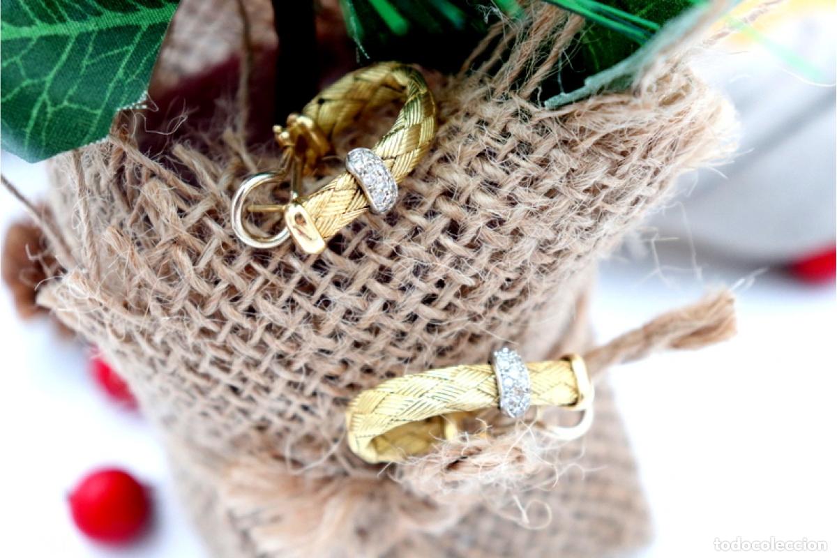 Joyeria: Pendientes en oro bicolor de 19,2K con diamantes. - Foto 6